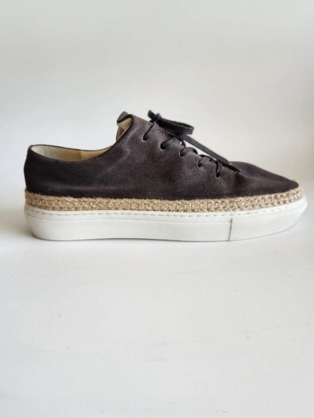 Pajar Canada Gray Suede Espadrille Lace Up Sneakers Size 8.5